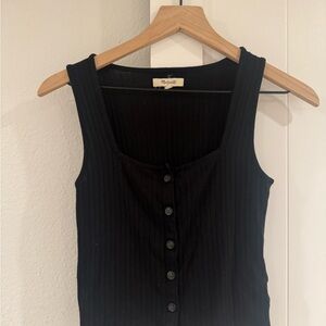 Madewell Black Button-Front Ribbed Tank